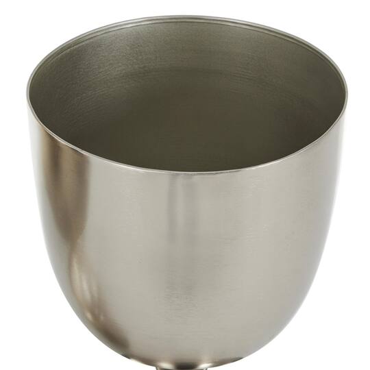 Silver Hourglass Shaped Metal Planter Set with Elevated Base